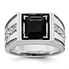 14k White Gold Men's Square Black Onyx and Lab Grown Diamond Ring
