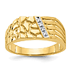 10k Yellow Gold Men's .028 ct tw Diamond Nugget Ring
