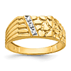 14k Yellow Gold Men's Lab Grown Diamond Nugget Ring