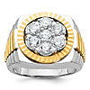 14k Two-tone Gold Men's 2 ct tw Lab Grown Diamond Ring with Fluted Crown