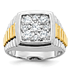 14k Two-tone Gold Men's 1 ct tw Lab Grown Diamond Cluster Ring with Square Top