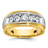 14k Two-tone Gold Men's 1 ct tw Lab Grown Diamond Channel Ring