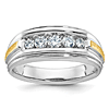 14k Two-tone Gold Men's 1/2 ct tw Lab Grown Diamond Five-Stone Ring