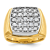14k Two-tone Gold Men's 1.6 ct tw Lab Grown Diamond Cluster Ring