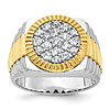 14k Two-tone Gold Men's 1.1 ct tw Lab Grown Diamond Cluster Ring with Fluted Crown