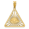 14k Yellow Gold Masonic Eye Triangle Pendant 1in