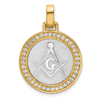 14K Two-tone Gold Lab Grown Diamond Round Masonic Pendant