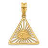 14k Yellow Gold Masonic Eye Triangle Pendant 3/4in