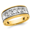 14k Two-Tone Gold Men's 1 ct tw Five Stone Diamond Ring with Black Rhodium