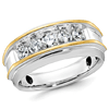 14k Two-tone Gold Men's 1 ct tw Five Stone Diamond Ring with Ridges