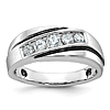 14k White Gold with Black Rhodium Men's Grooved 1/2 ct tw Lab Grown Diamond Ring
