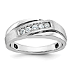 14k White Gold with Black Rhodium Men's Grooved 1/4 ct tw Lab Grown Diamond Ring