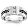 10k White Gold Men's 1.1 ct tw Black and White Diamond Ring