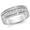 14k White Gold Men's 1/2 ct tw Lab Grown Diamond Channel Set Ring With Grooves and Brushed Finish