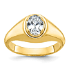 14k Yellow Gold Men's Oval 1 ct tw Lab Grown Diamond Classic Bezel Ring