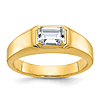 14k Yellow Gold Men's Emerald-cut 1 ct tw Lab Grown Diamond Classic Bezel Ring