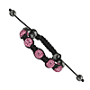 10mm 4 Hematite and 5 Pink Crystal Beads Black Cord Bracelet