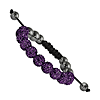 10mm Dark Purple Crystal and Hematite Beads Black Cord Bracelet