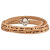 Stainless Steel Ladies' Serenity Prayer Tan Leather Wrap Bracelet