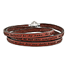 Stainless Steel Men's Lord's Prayer Brown Leather Wrap Bracelet