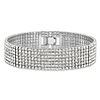 Silver-Tone Mixed Metal Crystal Multi Strand Bracelet