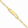 14kt Yellow Gold Figaro Link ID Bracelet with with Cut-out Heart