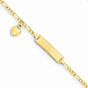 14kt Yellow Gold 6in Figaro Link ID Bracelet with Dangling Heart Charm