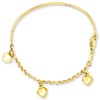14kt Yellow Gold 6in Child's Dangle Heart Bracelet