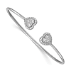 14k White Gold 1/2 ct tw Diamond Hearts Flexible Cuff Bracelet