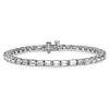 14k White Gold 10 ct tw Lab Grown Diamond Emerald-cut Tennis Bracelet