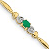 14k Yellow Gold 3.2 ct tw Oval Emerald Diamond Bracelet with Hearts