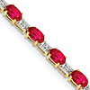 14k Yellow Gold 4.6 ct tw Oval Ruby Bracelet with Diamonds