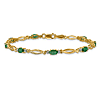 14k Yellow Gold 1.6 ct tw Oval Emerald Bracelet with Two Diamond Accents