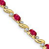 14k Yellow Gold 2.9 ct tw Oval Ruby Bracelet with Diamonds and Hearts