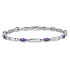 14k White Gold 2.0 ct tw Amethyst Bracelet with Diamond Accents