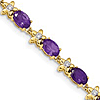 14k Yellow Gold 4.6 ct tw Oval Amethyst Floral Bracelet with Diamonds