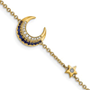 14k Yellow Gold Moon and Star Sapphire Bracelet with Diamonds 7in