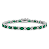 14k White Gold 10.8 ct tw Oval Created Emerald and Diamond Bracelet