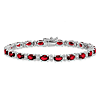 14k White Gold 10.8 ct tw Oval Created Ruby and Diamond Bracelet