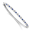 14k White Gold Pear Shaped Sapphire and Diamond Bangle Bracelet