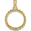 14k Yellow Gold Rope Screw Top Bezel for Five Dollar US Coin