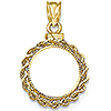 14kt Gold Diamond-cut Rope Screw Top Bezel for One Dollar US Coin