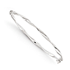 14kt White Gold 3mm Italian Hinged Twisted Bangle Bracelet