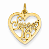 14k Yellow Gold Small Heart Sweet 16 Charm