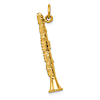 14k Yellow Gold Clarinet Pendant 1in