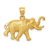 14k Yellow Gold Walking Elephant Pendant