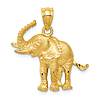 14k Yellow Gold Elephant Pendant with Open Back 7/8in