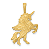 14k Yellow Gold Rearing Up Unicorn Pendant 3/4in