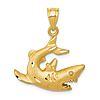 14k Yellow Gold Diamond-cut Shark Pendant 3/4in