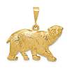 14k Yellow Gold Polar Bear Pendant with Textured Finish